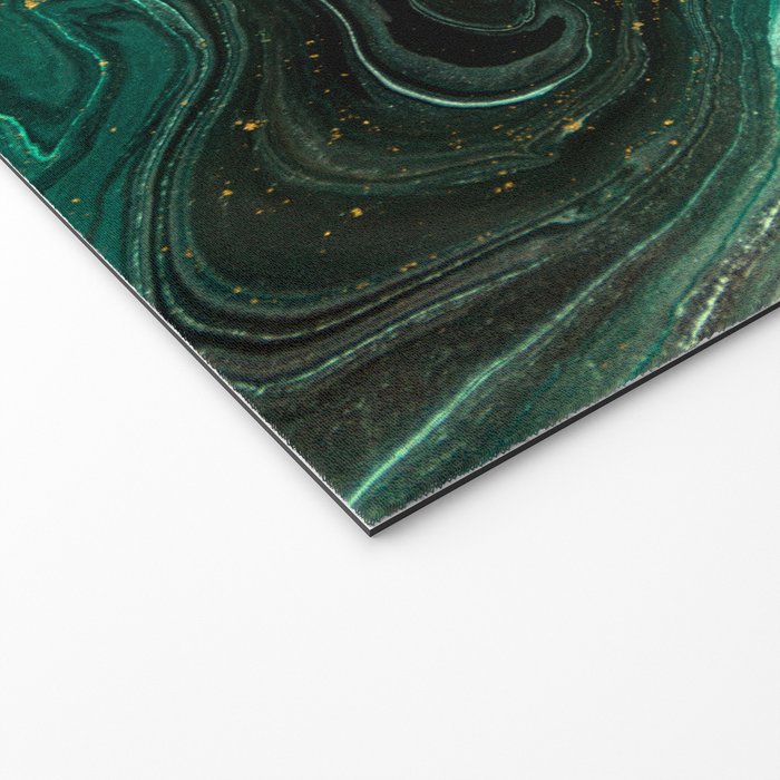 Abstract Pour Painting Liquid Marble Dark Green Teal Painting Gold Accent Welcome Mat Gallery Image 2