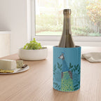 Peacock and Flower - Teal and Blue Wine Chiller Gallery Image 4