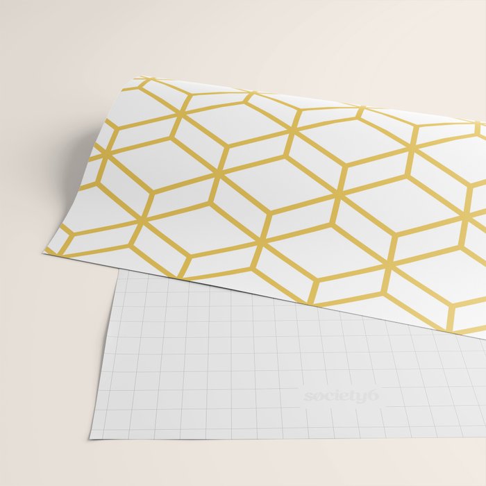 Geometric Honeycomb Lattice in Mustard Yellow and White. Modern Clean Minimalist Wrapping Paper Gallery Image 2