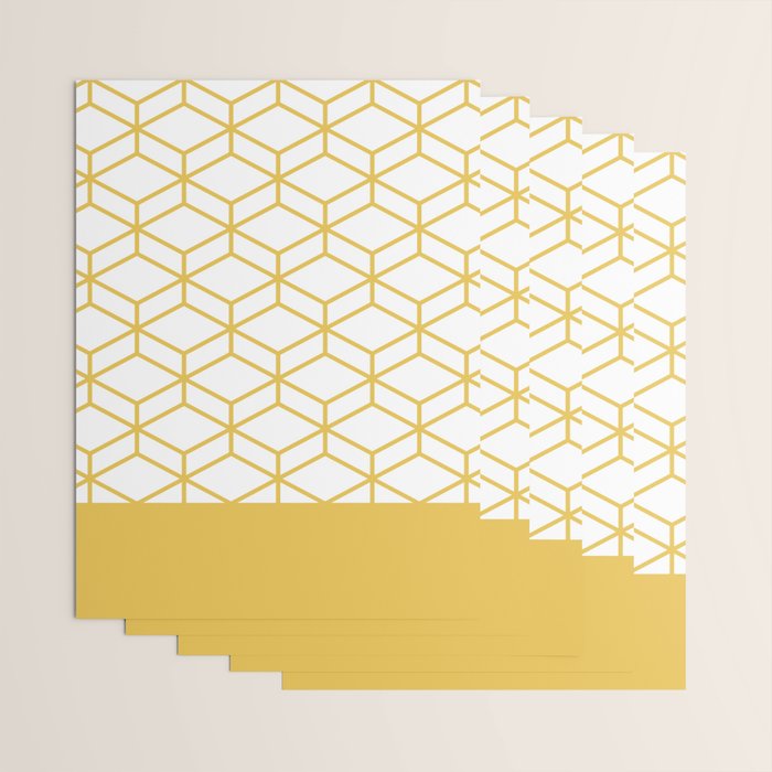 Geometric Honeycomb Lattice in Mustard Yellow and White. Modern Clean Minimalist Wrapping Paper Gallery Image 3