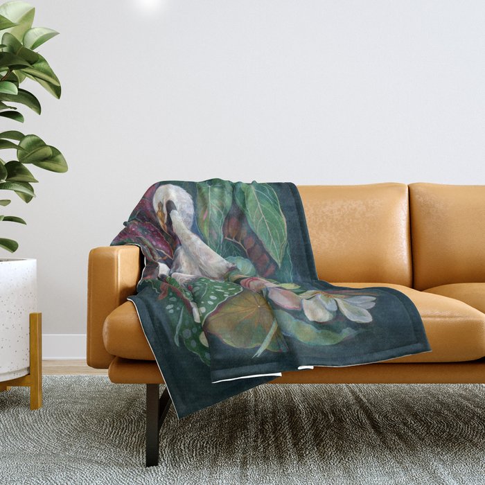 Begonia Egret  Throw Blanket Gallery Image 1