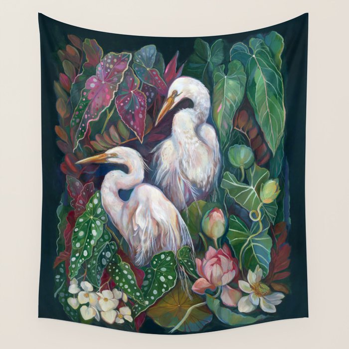Begonia Egret  Wall Tapestry Gallery Image 1