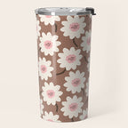 Flower field - mocha pink Travel Mug Gallery Image 2