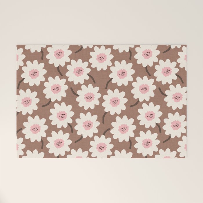 Flower field - mocha pink Welcome Mat Gallery Image 1