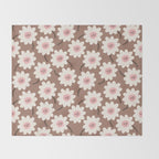 Flower field - mocha pink Throw Blanket Gallery Image 2