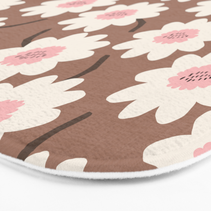 Flower field - mocha pink Bath Mat Gallery Image 3