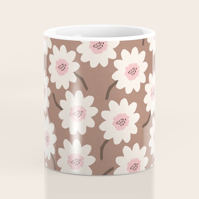 Flower field - mocha pink Coffee Mug Gallery Image 4