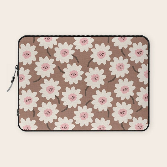 Flower field - mocha pink Laptop Sleeve Gallery Image 1