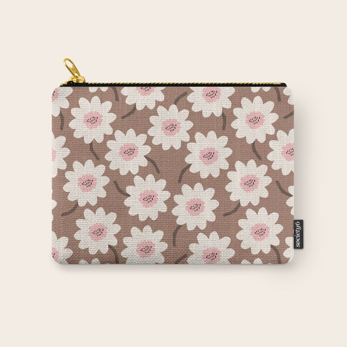 Flower field - mocha pink Carry All Pouch Gallery Image 1