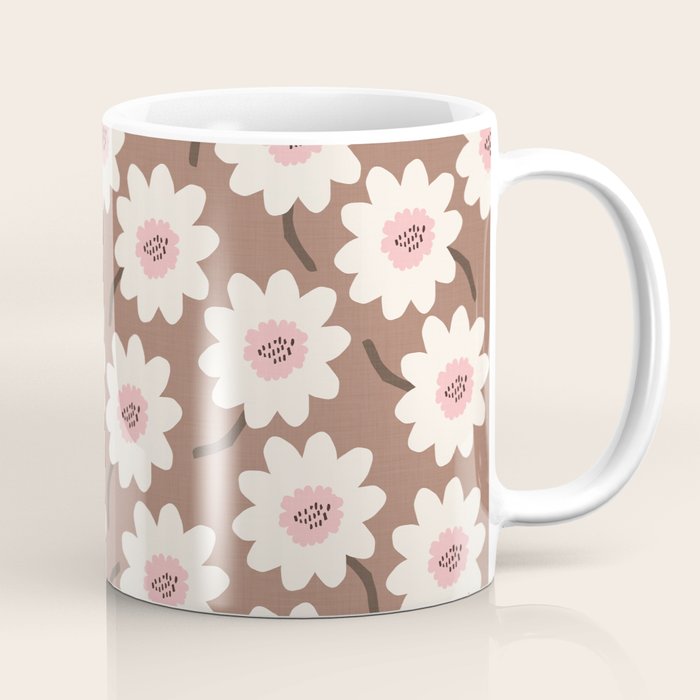 Flower field - mocha pink Coffee Mug Gallery Image 1