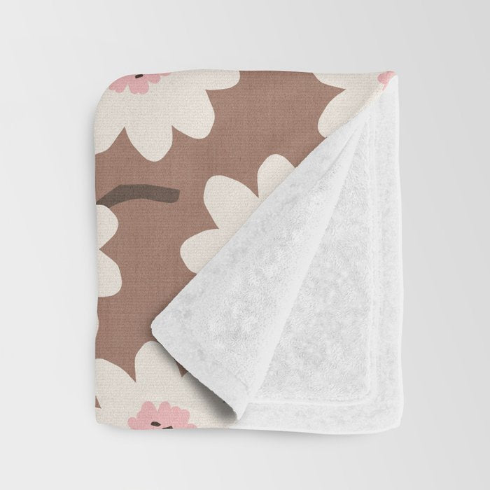 Flower field - mocha pink Throw Blanket Gallery Image 3
