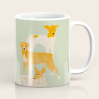 Three Dogs Lined Up - Yellow and Sage Coffee Mug Gallery Image 1