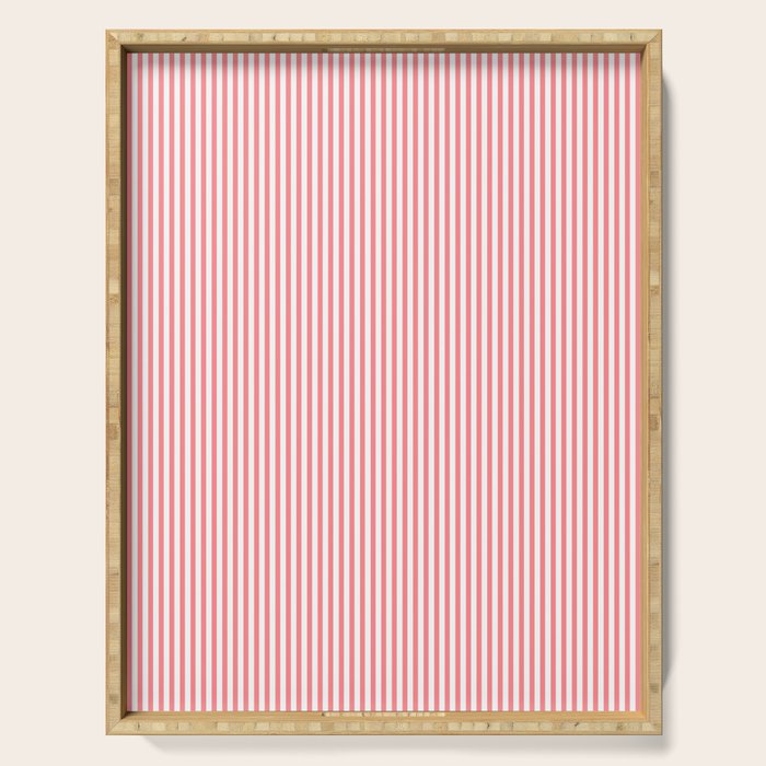 Pink Stripes Ultra Fine Stripe Narrow Vertical Pinstripe Pattern Serving Tray Gallery Image 1
