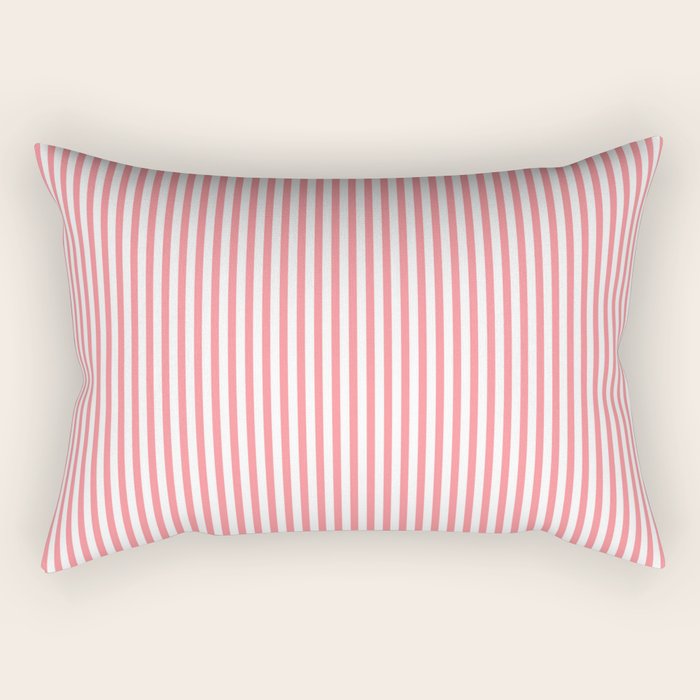 Pink Stripes Ultra Fine Stripe Narrow Vertical Pinstripe Pattern Rectangular Pillow Gallery Image 1