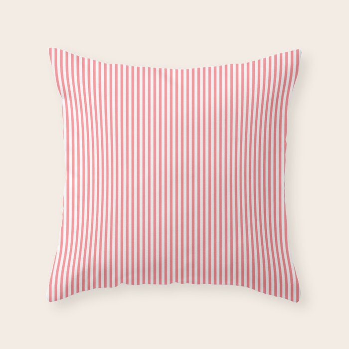 Pink Stripes Ultra Fine Stripe Narrow Vertical Pinstripe Pattern Throw Pillow Gallery Image 1