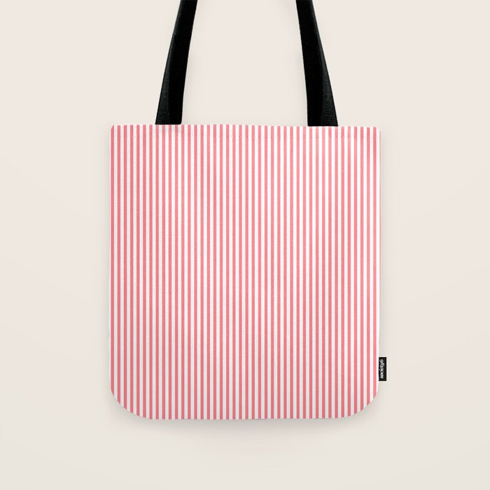 Pink Stripes Ultra Fine Stripe Narrow Vertical Pinstripe Pattern Tote Bag Gallery Image 1