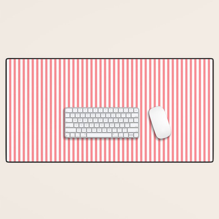 Pink Stripes Ultra Fine Stripe Narrow Vertical Pinstripe Pattern Desk Mat Gallery Image 1
