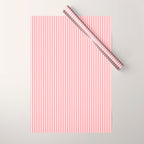 Pink Stripes Ultra Fine Stripe Narrow Vertical Pinstripe Pattern Wrapping Paper Gallery Image 1