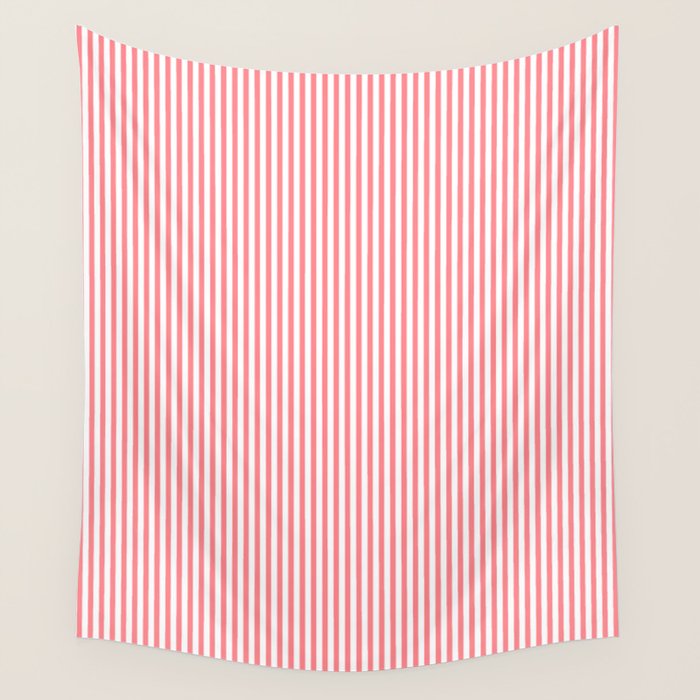 Pink Stripes Ultra Fine Stripe Narrow Vertical Pinstripe Pattern Wall Tapestry Gallery Image 4