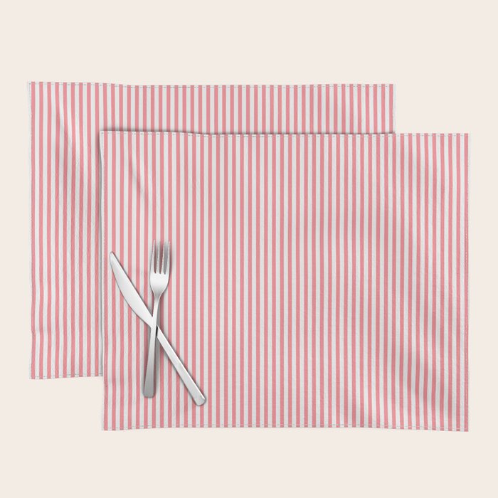 Pink Stripes Ultra Fine Stripe Narrow Vertical Pinstripe Pattern Placemat Gallery Image 1