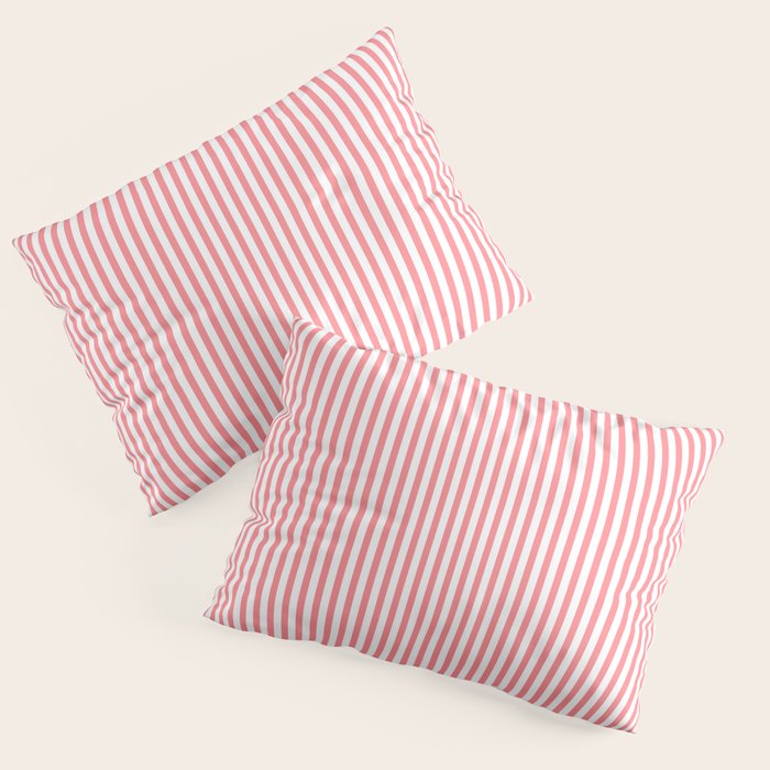 Pink Stripes Ultra Fine Stripe Narrow Vertical Pinstripe Pattern Pillow Sham Gallery Image 1