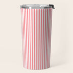 Pink Stripes Ultra Fine Stripe Narrow Vertical Pinstripe Pattern Travel Mug Gallery Image 2