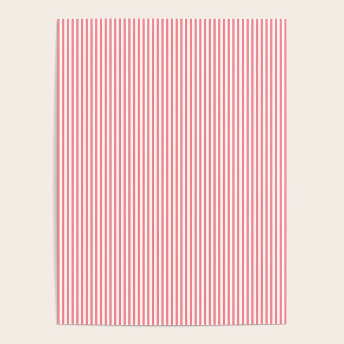 Pink Stripes Ultra Fine Stripe Narrow Vertical Pinstripe Pattern Poster Gallery Image 4