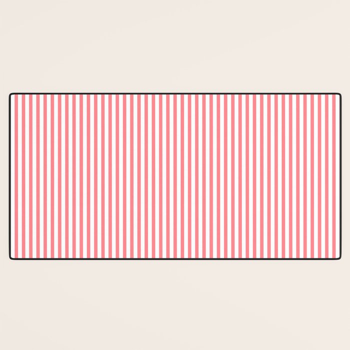 Pink Stripes Ultra Fine Stripe Narrow Vertical Pinstripe Pattern Desk Mat Gallery Image 3