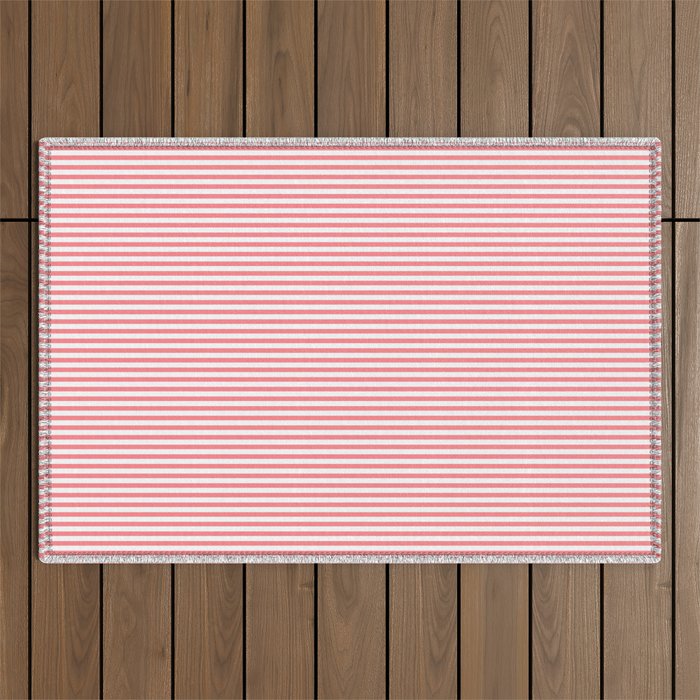 Pink Stripes Ultra Fine Stripe Narrow Vertical Pinstripe Pattern Outdoor Rug Gallery Image 1