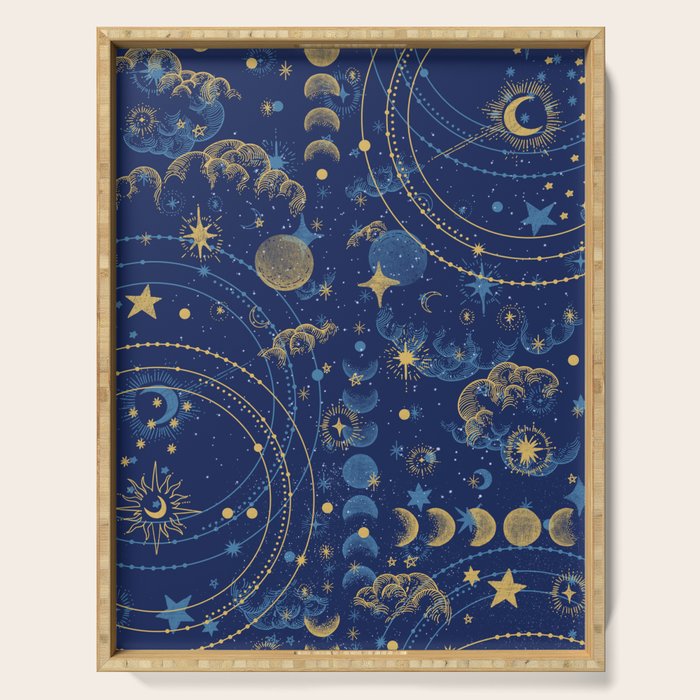 Pattern mystic celestial dark A Serving Tray Gallery Image 1