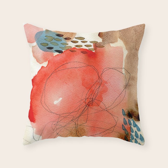 Holding Space x colorful modern abstract watercolor painting organic contemporary Throw Pillow Gallery Image 6