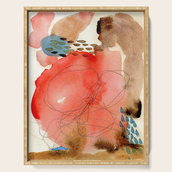 Holding Space x colorful modern abstract watercolor painting organic contemporary Serving Tray Gallery Image 1