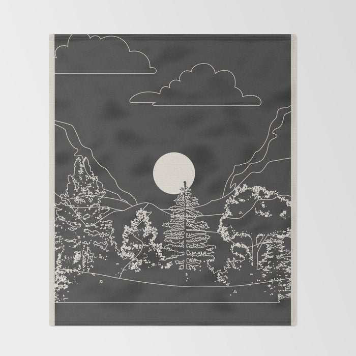 Mountain Trees Dark Throw Blanket Gallery Image 2