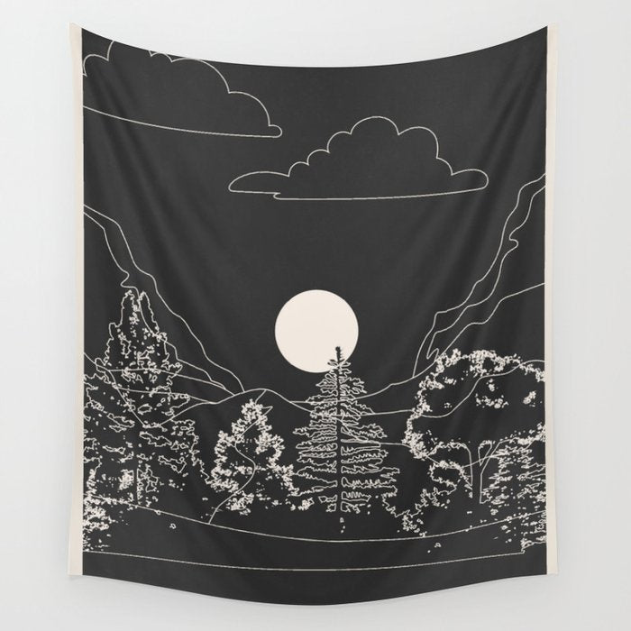 Mountain Trees Dark Wall Tapestry Gallery Image 4