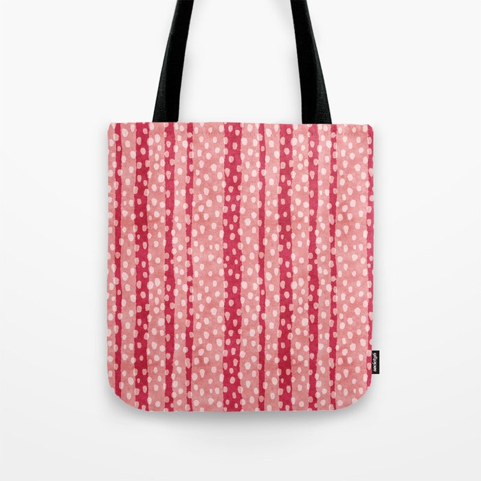 Dotted stripes - Red & pink Tote Bag Gallery Image 1
