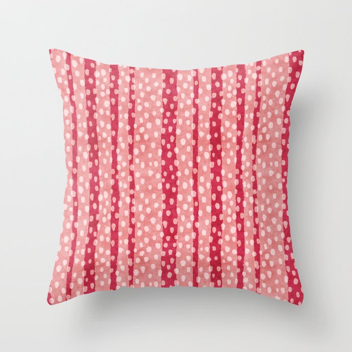 Dotted stripes - Red & pink Throw Pillow Gallery Image 6