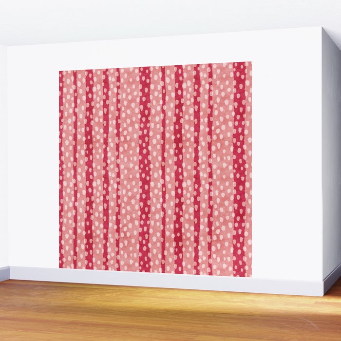 Dotted stripes - Red & pink Wall Mural Gallery Image 2