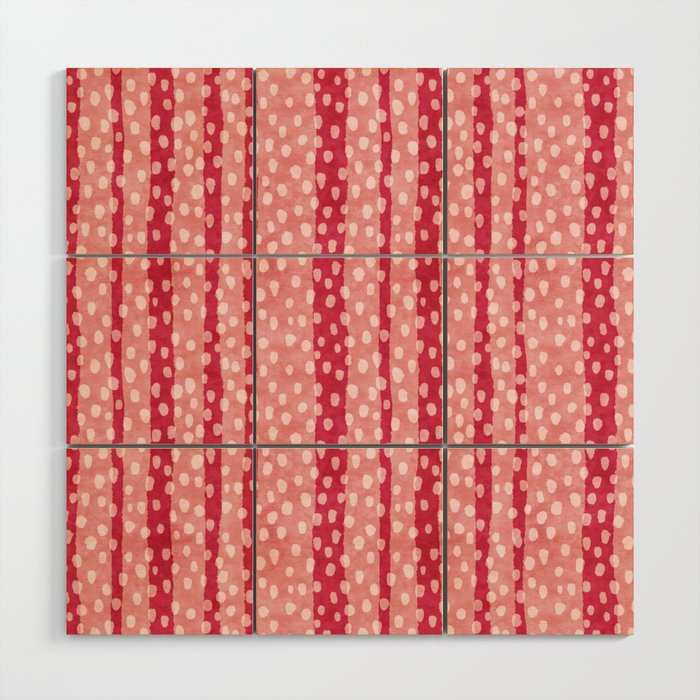 Dotted stripes - Red & pink Wood Wall Art Gallery Image 1