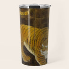 Japanese Tiger in Bamboo Grove Vintage Gold Leaf Screen Travel Mug Gallery Image 1