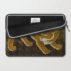 Japanese Tiger in Bamboo Grove Vintage Gold Leaf Screen Laptop Sleeve Gallery Image 2