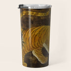Japanese Tiger in Bamboo Grove Vintage Gold Leaf Screen Travel Mug Gallery Image 3