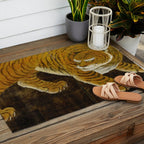 Japanese Tiger in Bamboo Grove Vintage Gold Leaf Screen Outdoor Rug Gallery Image 2