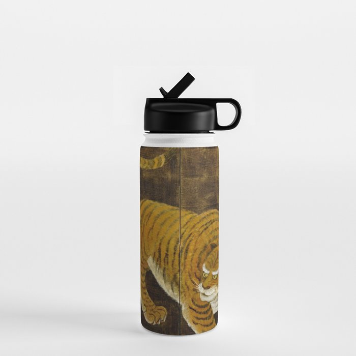 Japanese Tiger in Bamboo Grove Vintage Gold Leaf Screen Water Bottle Gallery Image 1