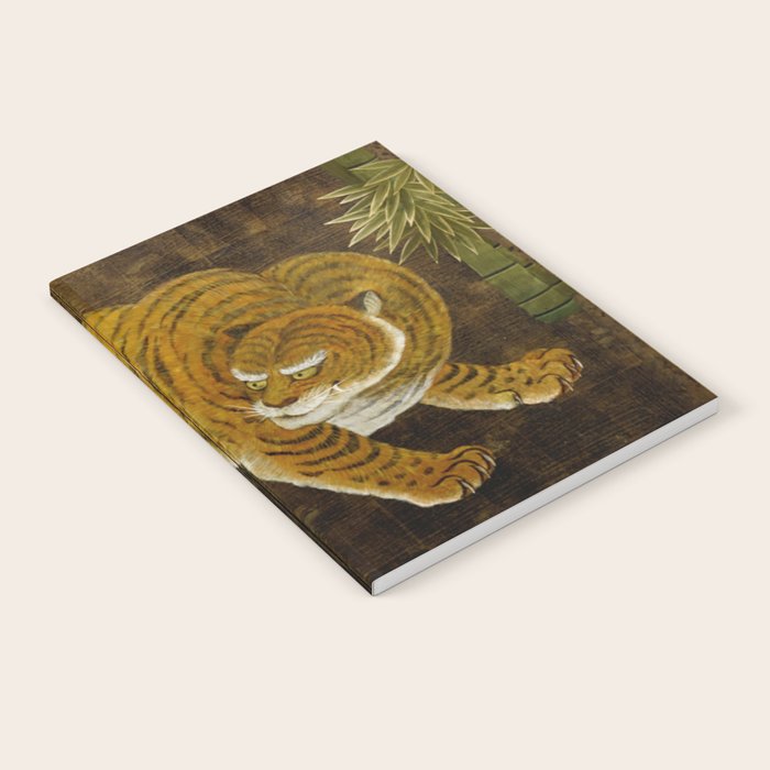 Japanese Tiger in Bamboo Grove Vintage Gold Leaf Screen Notebook Gallery Image 1