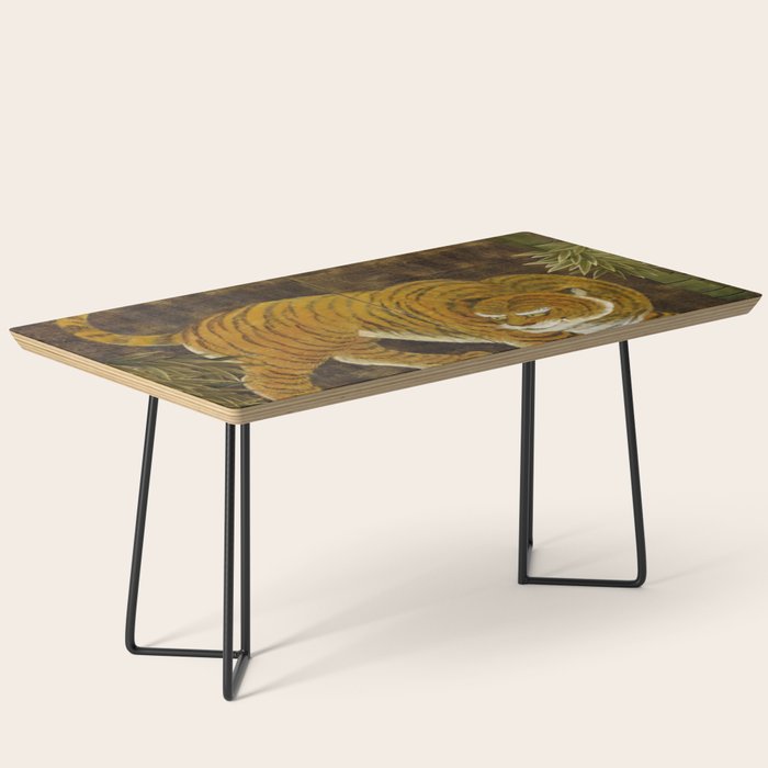Japanese Tiger in Bamboo Grove Vintage Gold Leaf Screen Coffee Table Gallery Image 1