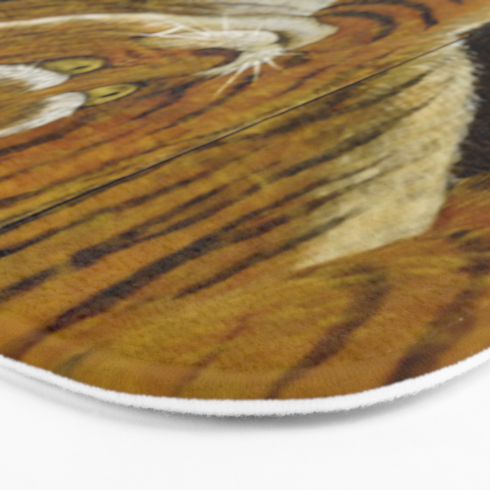 Japanese Tiger in Bamboo Grove Vintage Gold Leaf Screen Bath Mat Gallery Image 3