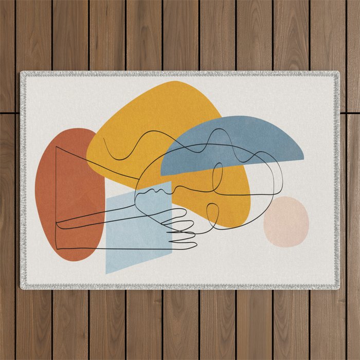 Abstract Colorful Faces II Outdoor Rug Gallery Image 1