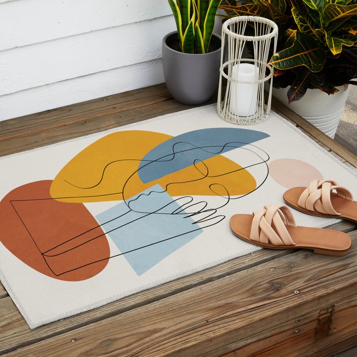 Abstract Colorful Faces II Outdoor Rug Gallery Image 2