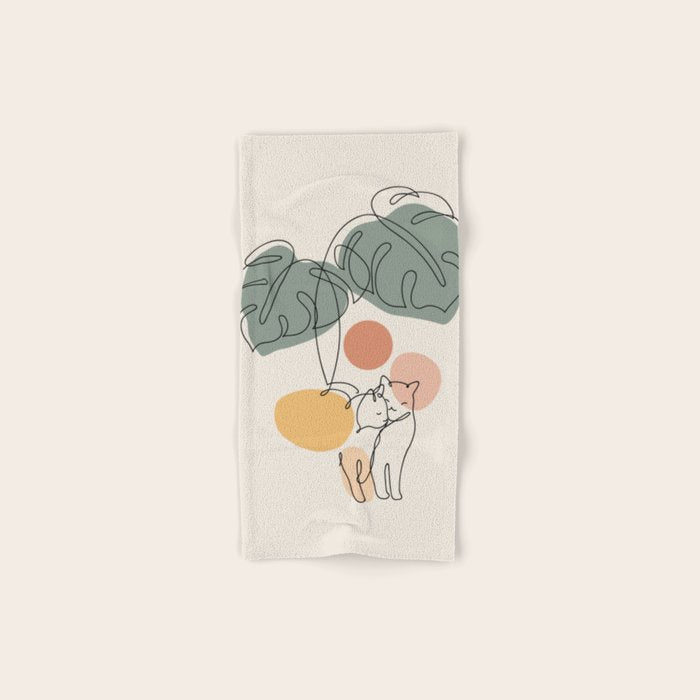 Cat and Plant 36 Bath Towel Gallery Image 1