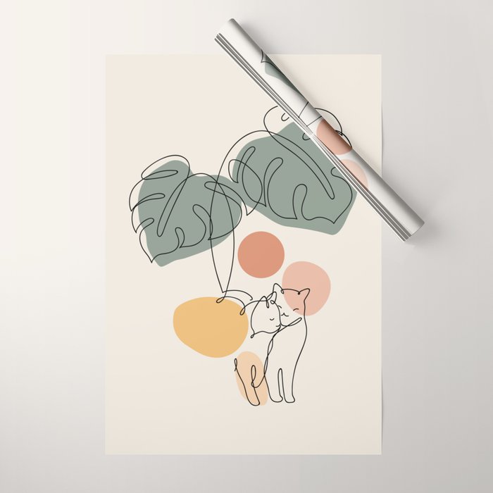 Cat and Plant 36 Wrapping Paper Gallery Image 1